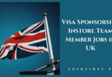 Visa Sponsorship Instore Team Member Jobs in UK